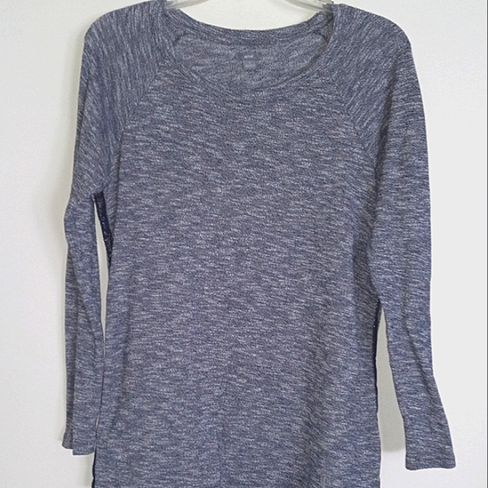 Aerie blue/gray crewneck long sleeve knit top M
